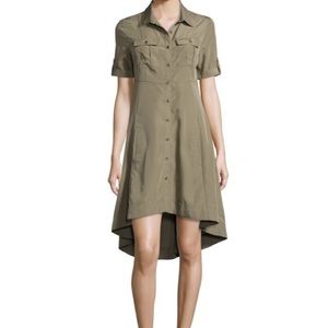 NEIMAN MARCUS 5 TWELVE olive green military style high-low hem dress
